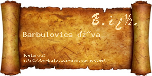 Barbulovics Éva névjegykártya
